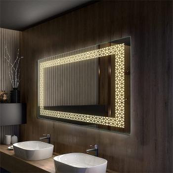 Зеркало в ванную комнату с подсветкой светодиодной лентой Арианна